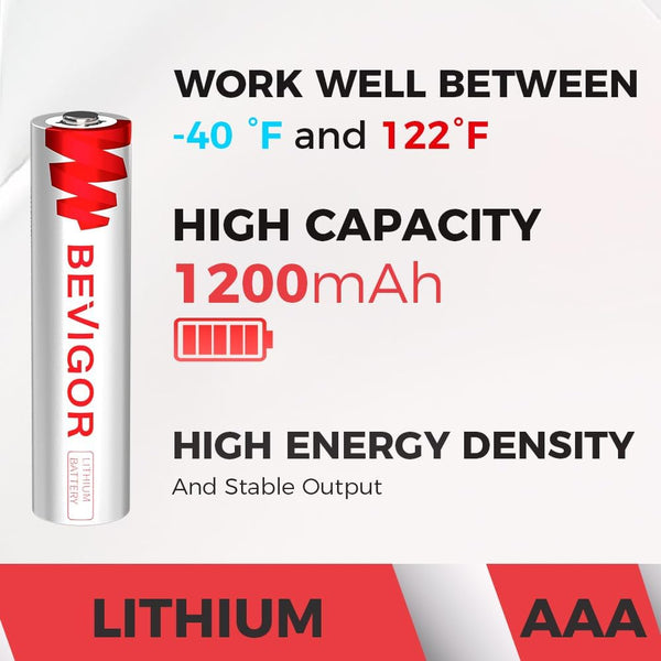 BEVIGOR AAA Lithium Batteries 16Pack, Triple a Lithium Batteries, 1.5V 1200Mah Longer Lasting AAA Batteries for Flashlight, Toys, Remote Control