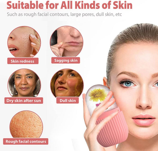 XHJRI Ice Cube Roller Massager for Face, Eyes and Neck Naturally Conditioning and Skin Care,De-Puff Eye Bags,Reduce Migraine Pain,Reusable Massage
