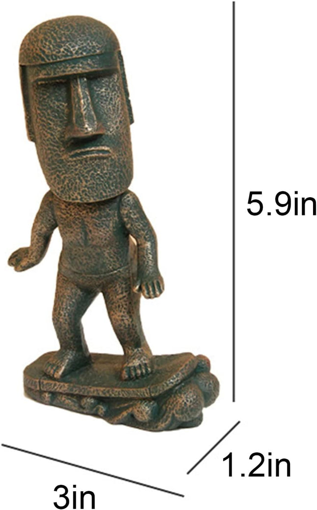 Moai Statue Decor - 6 Inch Easter Island Oranment Resin Stone Decoration for Room Accessories Antique Sculpture for Offi