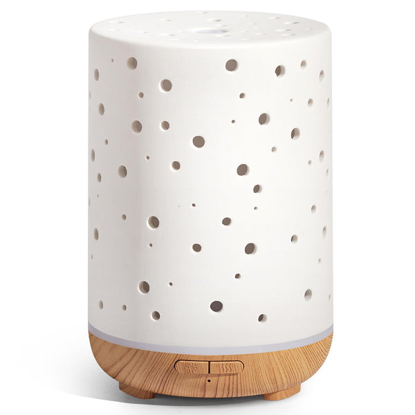 Innogear Essential Oil Diffuser, 150Ml Ceramic Ultrasonic Air Humidifier Cool Mist Aromatherapy Diffuser with 2 Mist Modes, Waterless Auto off for