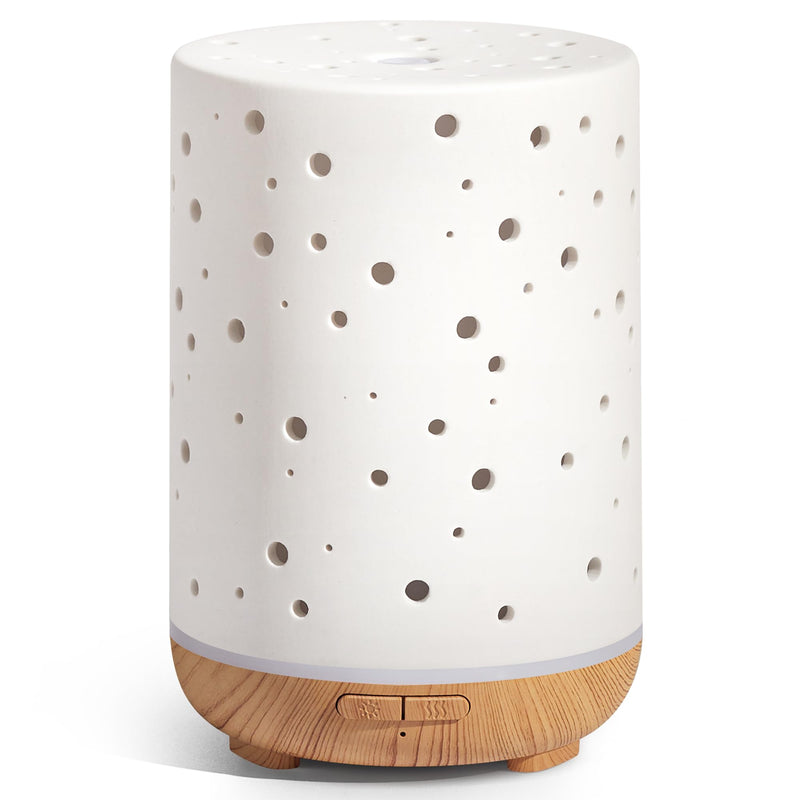 Innogear Essential Oil Diffuser, 150Ml Ceramic Ultrasonic Air Humidifier Cool Mist Aromatherapy Diffuser with 2 Mist Modes, Waterless Auto off for