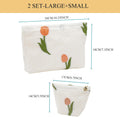 2 Pcs Makeup Bags, Large Cosmetic Bag Travel Toiletry Bag Organizer for Women, Embroidery Craft, Floral Makeup Bag Small Cosmetic Pouch Purse with