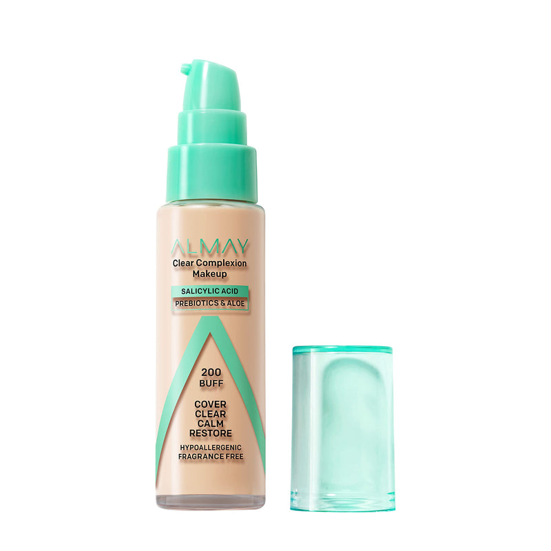 Almay Clear Complexion Acne Foundation Makeup with Salicylic Acid, Medium Coverage, Soft Matte Finish, Hypoallergenic, Cruelty- & Fragrance-Free,