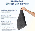 Exfoliating Washcloth Face & Body Scrub Towel - Japanese Exfoliating Towel with Hexagon Fibers, Body Scrubber with 2 Sides for Scrubbing &