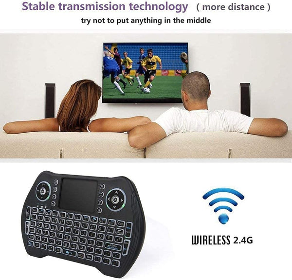 BL Mini Wireless Keyboard Remote Control with Touchpad Mouse Combo, Backlit 2.4Ghz Mini Keyboard Wireless USB Dongle Rechargeable Li-Ion Battery