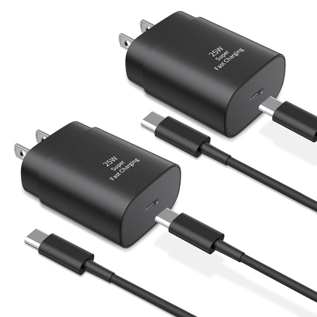 Type C Charger Fast Charging,2Pack 25W Super Fast USB C Charger Block with 6Ft USB C Cable Compatible with Samsung Galax
