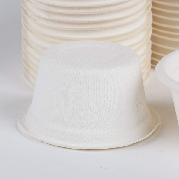 Golden Apple, 2oz-100ct Portion cups. Compostable Sugarcane/Bagasse. Biodegradable. Sample food cops.