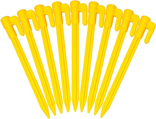 60 Pack Plastic Tent Pegs Garden Landscape Stakes 5.7 Inch for Anchoring Garden Netting, Camping Tents, Rain Tarps and Landscape Fabric Lawn