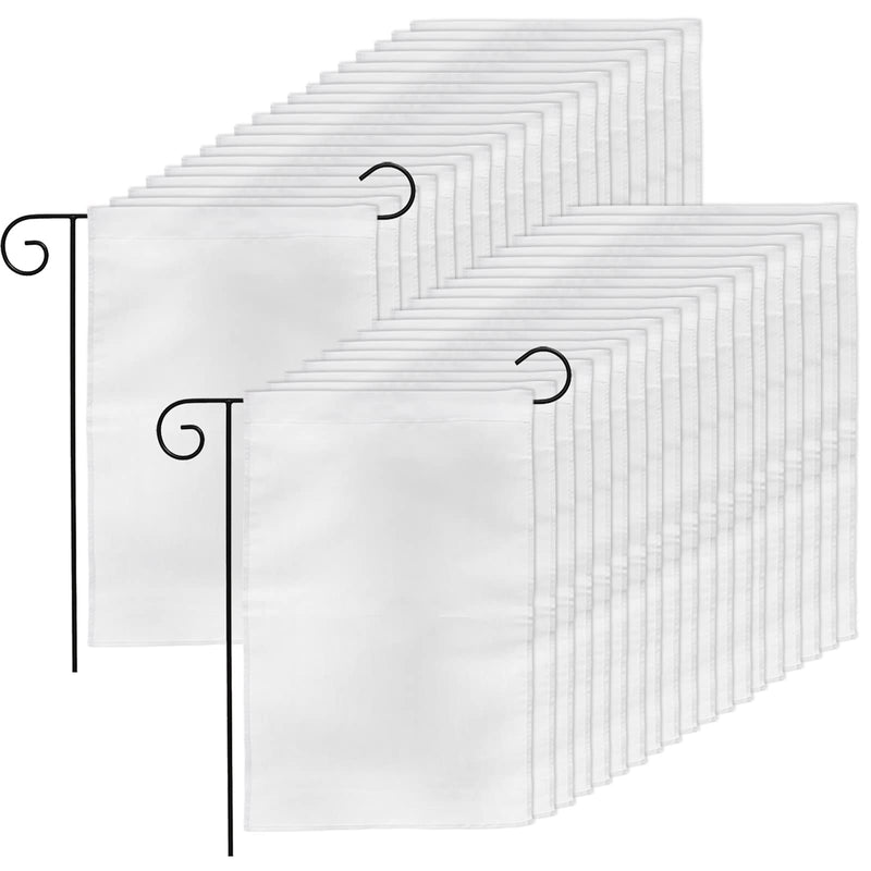 DEAYOU 36 Pack Sublimation Blank Garden Flags, DIY White Lawn Flags Polyester Banners for Outdoor, Courtyard, Party, Home, School, 12" X 18