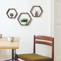 Hexagon Floating Shelves Set of 6 Farmhouse Honeycomb Wall Storage Shelf Wood Display Hexagonal Shelves Wall Mounted Hanging Rustic Shelf Racks