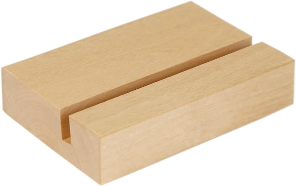 UNIQOOO 3.5" Walnut Wood Stand for 2024 Monthly Desk Calendar, Wooden Block Base, Cardstock Holder, for Office Home Retail Reception Decor, Photo