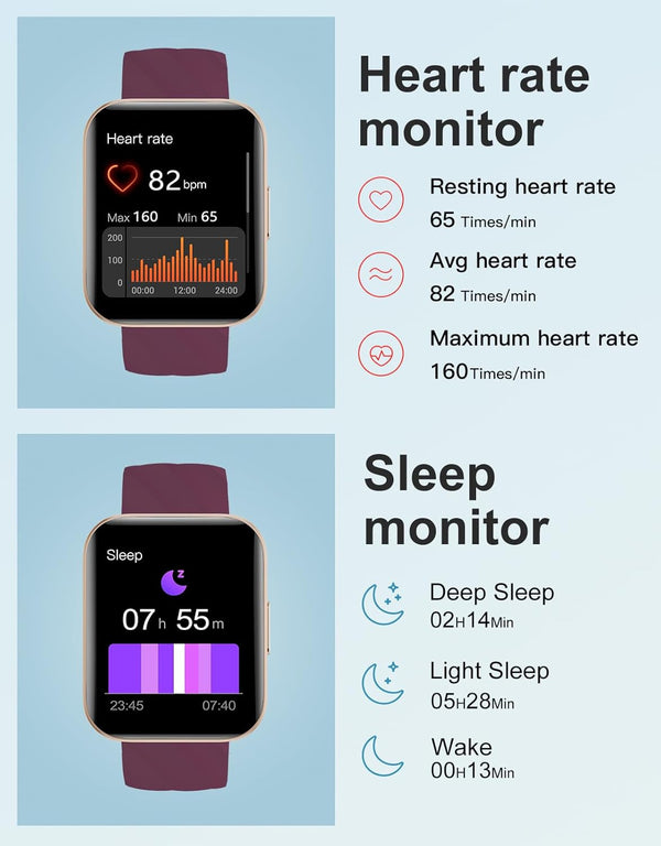 Smart Watches for Men Women (Answer/ Make Calls) Compatible with Iphone Android Phones, 1.85" Smartwatch Fitness Tracker with 100+ Sports Heart