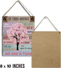 Office Quote Pink Tree Signs Wall Decor Desk Accessories Rustic in This Office Make a Difference Wooden Hanging Sign Decoration for Home Office