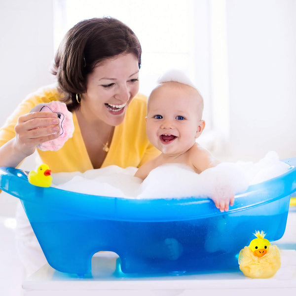 Boao 8 Pieces Kids Bath Loofahs Animal Bath Sponge Cartoon Shower Loofahs Cute Pouf Mesh Body Loofah Colorful Body Scrubber Shower Balls for Boys