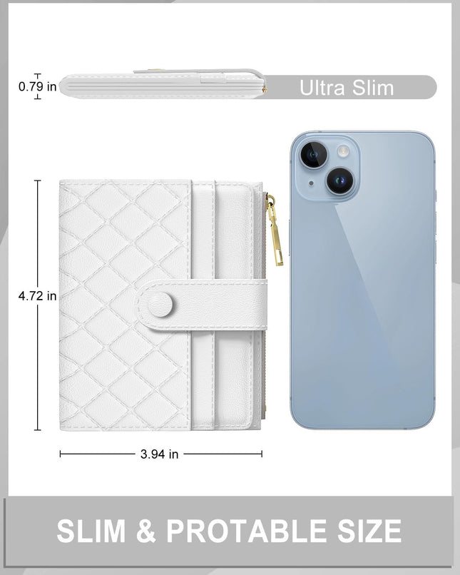 Womens Wallet, RFID Small Slim Wallets for Women, Compact Credit Card Holder, Cute Leather Bifold Ladies Purse with Zipp