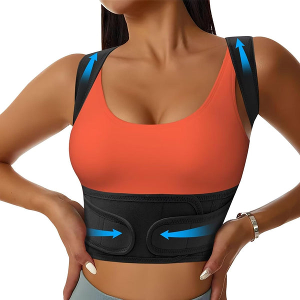 Back Brace Posture Corrector for Men Women (40-45"), Adjustable Full Back Brace and Shoulder Back Straightener, Scoliosis and Hunchback