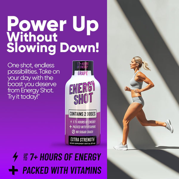 Grade a Quality Daily Energy Shot â Grape â 2 Servings â 260Mg Caffeine, B-Vitamins â Energy & Productivity Support â Zero Sugar, Vegan,