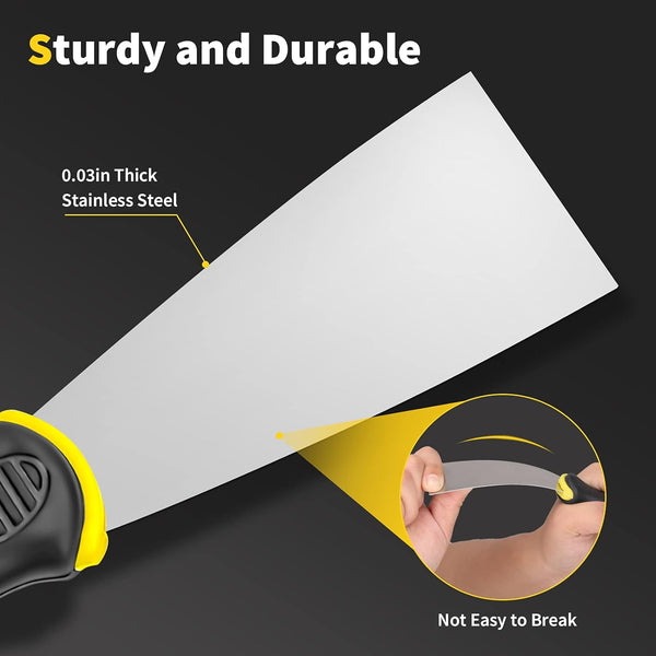 Putty Knife, 4Pcs Spackle Knife Set (2, 3, 4, 5 In), Stainless Steel Paint Scraper, Taping Knife Tool for Repairing Drywall, Removing Wallpaper,