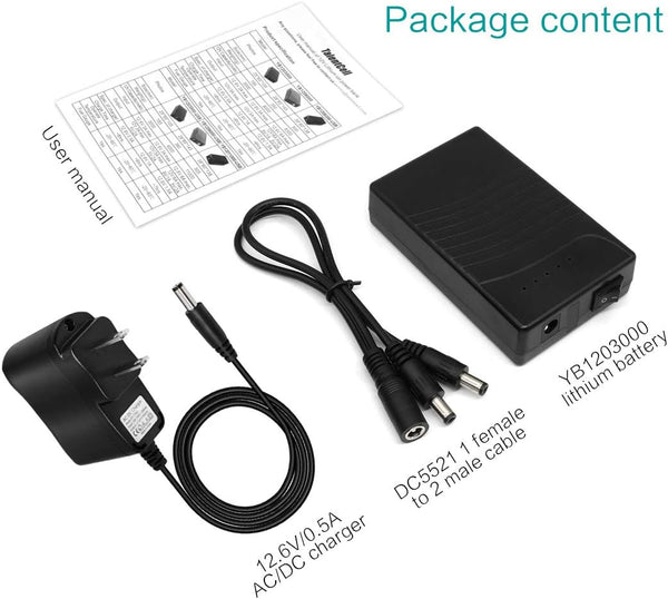 Talentcell Rechargeable 12V DC Output Lithium Ion Battery Pack for LED Strip/Light/Panel/Amplifier and CCTV Camera with Charger, Multi-Led