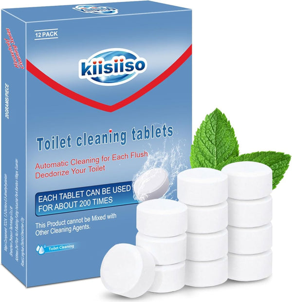 KIISIISO Toilet Bowl Cleaners Tablets(12 Pack), Household Lime Rust Removers, Automatic Toilet Tank Cleaner, with Sustained Release Technology for