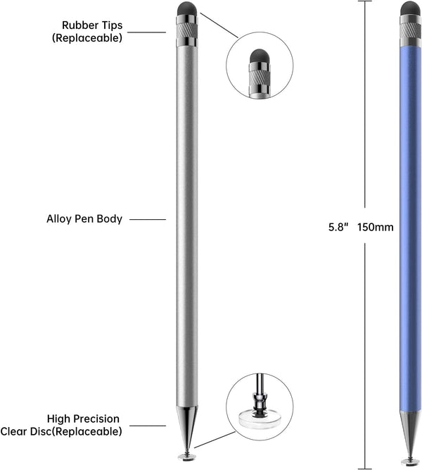 Bopomofo Stylus (5 Pcs), 2-in-1 Stylus Pen for Touch Screen, High Precision and Sensitivity, Suitable for iPhone/ipad/Android Tablets, Compatible