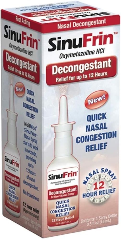Neilmed Sinufrin Decongestant Relief Spray, (Packaging May Vary), 0.5 Fl Oz (Pack of 2)