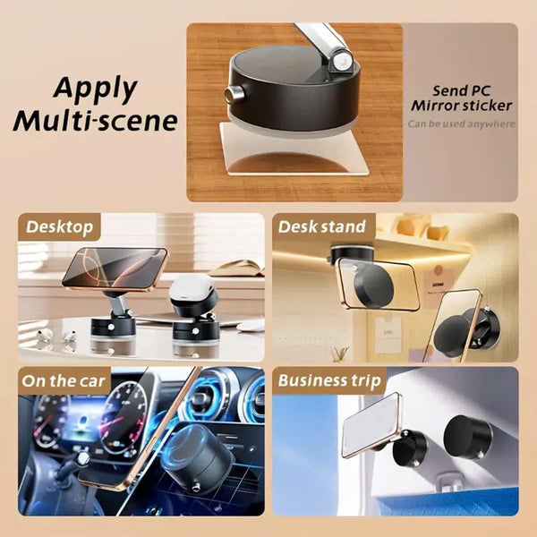 Fachooi Suction Cup Phone Mount Pro - Next-Gen Vacuum Magnetic Phone Holder for Car, 210Â° Adjustable Angle, Non-Slip Dashboard/Windshield Car