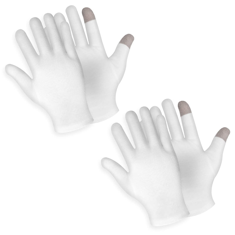 Sibba 2 Pairs Touch Screen Moisturizing Gloves White Cotton Moisturizing Gloves Overnight Bedtime Heal Eczema Sleeping Lotion Hand Spa Treatment