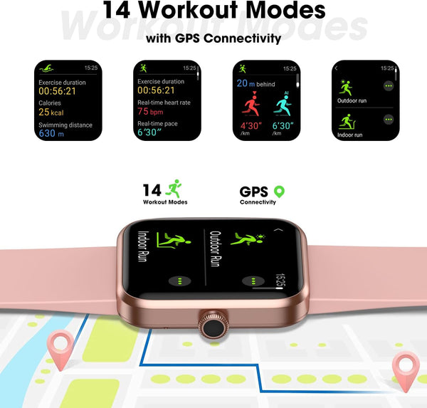 Fitness Tracker Watch, Step Tracker with Heart Rate, Blood Oxygen Sleep Monitor, 5ATM Waterproof Pedometer, Step Calorie Counter, Health Fitness