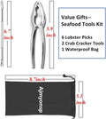 Lobster Crackers and Picks Set, 8Pcs Crab Leg Cracker Tools - Stainless Steel Seafood Crackers & Forks Nut Cracker Set & Storage Bag - Dishwasher