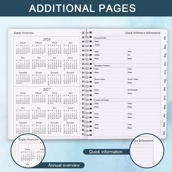2025-2026 Planner - Weekly & Monthly Planner Runs Jul 2025 to Jun 2026, 6.25" X 8.25", 12 Monthly Tabs, 14 Notes Page, Plastic Pocket, Flexible