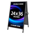 Heavy Duty Slide-In Folding Sandwich Board A-Frame Sidewalk Sign 24X36 Inch Black Coated Steel Metal Double-Sided Pavement Sign (2 Corrugated