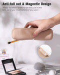 FERYES Large Travel Makeup Brush Holder, Magnetic Anti-Fall Out Silicon Portable Cosmetic Face Brushes Holder, Soft and Sleek Makeup Tools