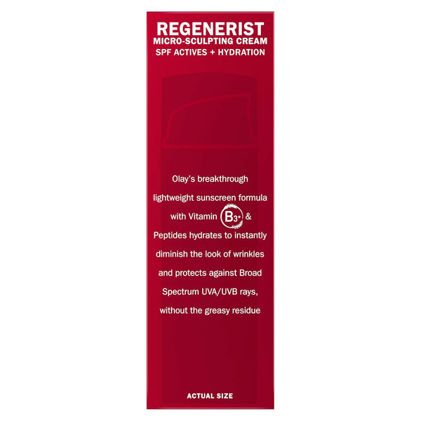 Face Moisturizer by Olay Regenerist Microsculpting Cream with SPF 30 Sunscreen and Vitamin E for Advanced Anti-Aging, 50Ml