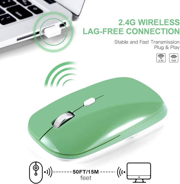PINKCAT Wireless Mouse, 2.4G Slim Silent Cordless Mouse with USB Receiver, 3 Adjustable DPI Portable Optical Wireless Computer Mice for Laptop,