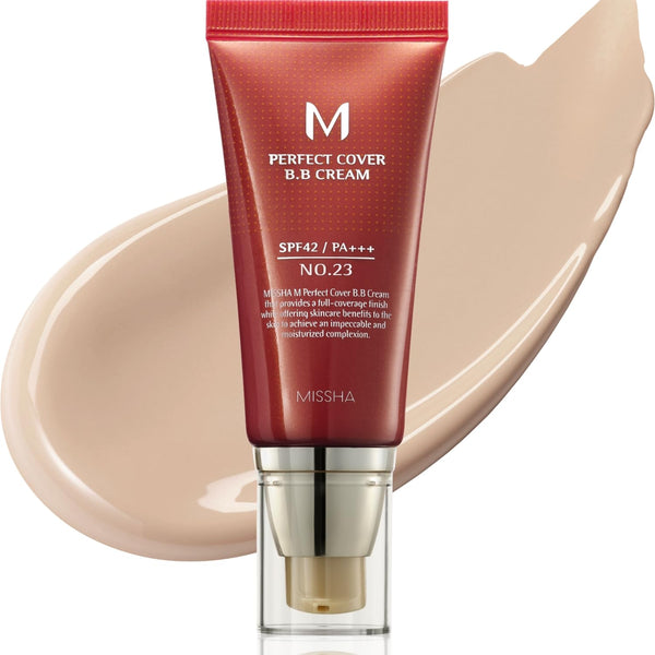 MISSHA M Perfect Cover BB Cream No.23 Natural Beige -Light/Medium with Cool/Neutral Undertone SPF 42 PA +++ 1.69 Fl Oz - Tinted Moisturizer with SPF