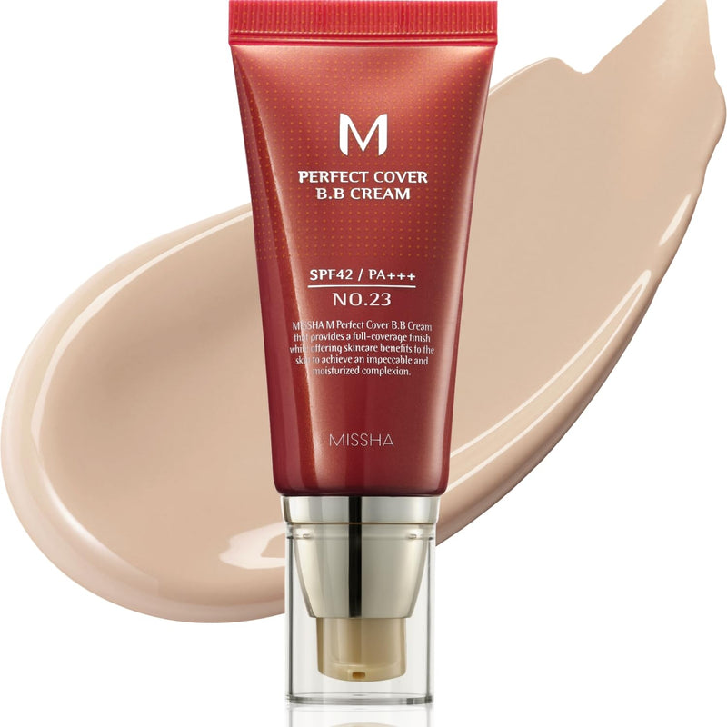 MISSHA M Perfect Cover BB Cream No.23 Natural Beige -Light/Medium with Cool/Neutral Undertone SPF 42 PA +++ 1.69 Fl Oz - Tinted Moisturizer with SPF