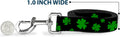 Dog Leash St Pats Clovers Scattered2 Black Green 4 Feet Long 0.5 Inch Wide