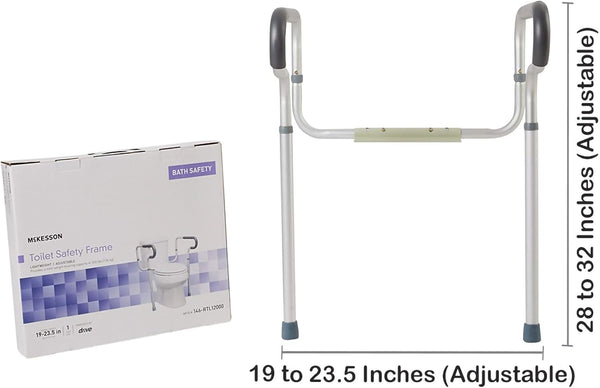 Mckesson Toilet Safety Frame and Rail, Aluminum, Adjustable, 300 Lbs Weight Capacity, 1 Count