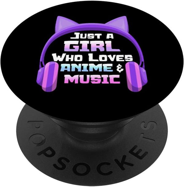 Just a Girl Loves Anime & Music Anime Headphones for Teens Popsockets Swappable Popgrip