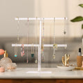 Jewelry Stand Necklace Holder, Acrylic Jewelry Display Holder, Necklace and Bracelet Hanging Organizer, Clear 2-Tier Tower Stand for Bangles,