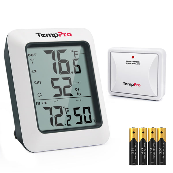 Thermopro TP60 Digital Hygrometer Outdoor Thermometer Wireless Temperature and Humidity Gauge Monitor Room Thermometer with 500Ft/150M Range