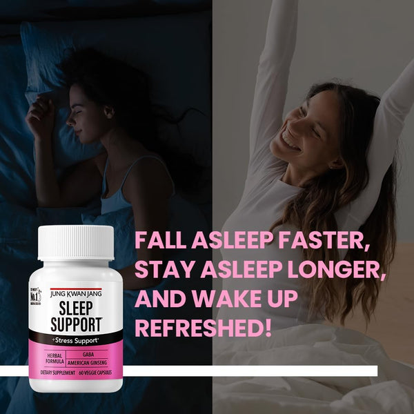 Jungkwanjang Sleep Support GABA Complex 500Mg with American Ginseng - Sleep Aid Supplement for Meditation Support, Better Sleep, and Increased