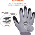 Ergodyne Proflex 7501 Coated Waterproof Winter Work Gloves Gray, Medium, 1 Pair