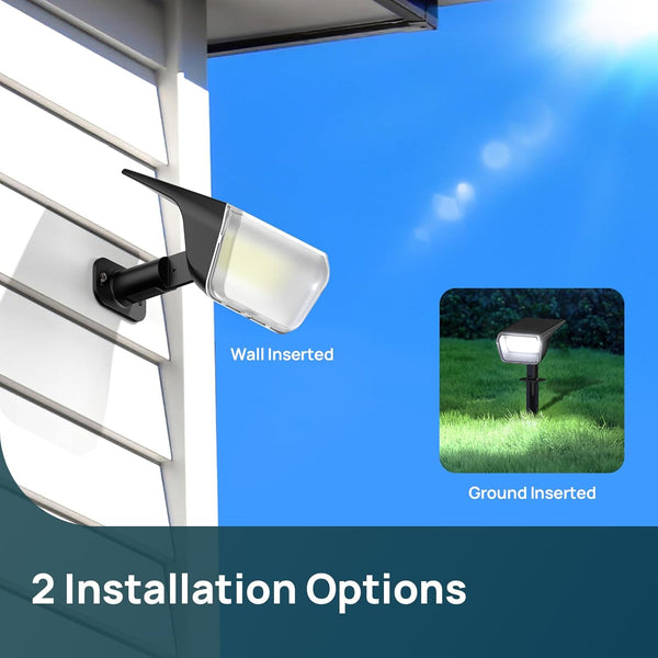 Linkind Solar Lights Outdoor Waterproof IP67, 3000K/6500K Solar Motion Sensor Lights with 6 Modes, 60 Leds Solar Powered Spot Lights outside