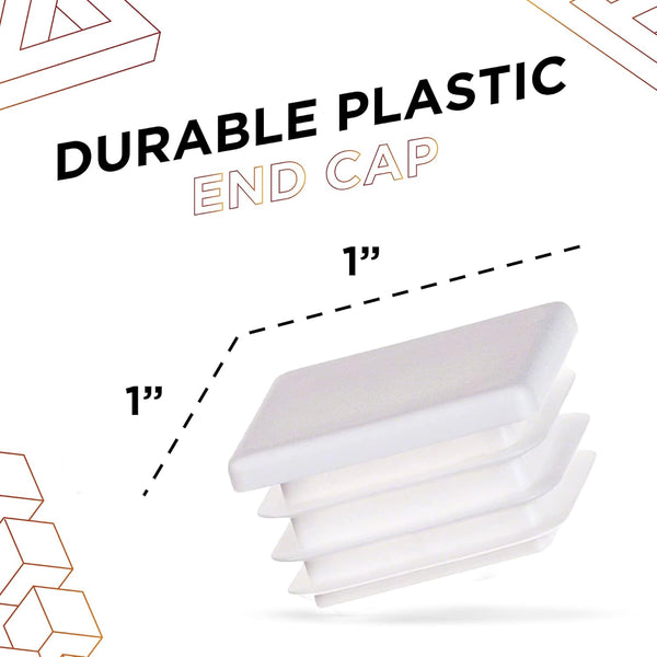 Prescott Plastics 1" Inch Square Plastic Plug Insert (10 Pack), White End Cap for Metal Tubing, Fence, Chair Glide Insert for Pipe Post and Furniture