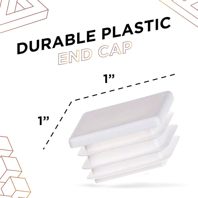 Prescott Plastics 1" Inch Square Plastic Plug Insert (10 Pack), White End Cap for Metal Tubing, Fence, Chair Glide Inser