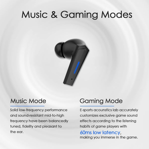 Wireless Earbuds Bluetooth 5.2 Bass Sound Headphones Gaming Earphones with Touch Control, Noise Cancelling Waterproof Headset with Mic, 18H Play