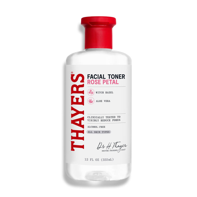 THAYERS Alcohol-Free Rose Petal Witch Hazel Facial Toner for Glowing Skin, Soothing, Hydrating, Refreshing Toner for All Skin Types, 12Oz