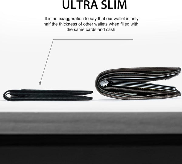 GSOIAX Mens Slim Wallet RFID Blocking Bifold Wallets for Men Minimalist Genuine Leather Carbon Fiber Card Holder Money Clip Thin Mens with Gift